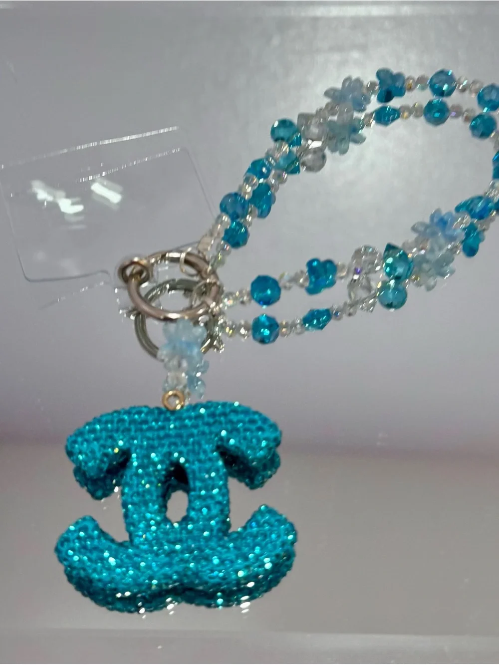 New Blue Crystal Beaded Phone Chain